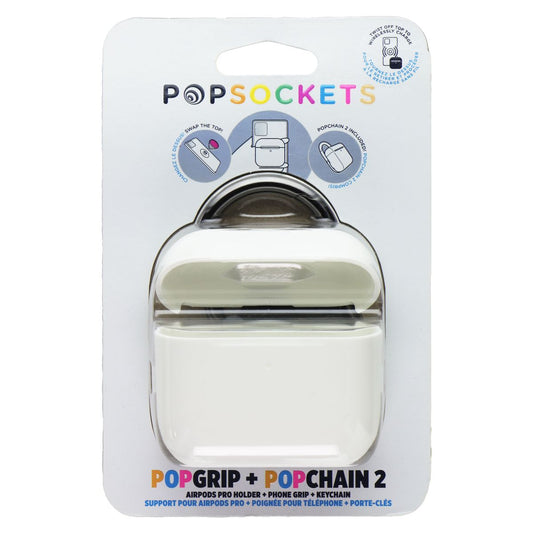 PopSockets PopGrip AirPods Pro Holder + PopChain 2 - White Cell Phone - Other Accessories PopSockets - Simple Cell Bulk Wholesale Pricing - USA Seller
