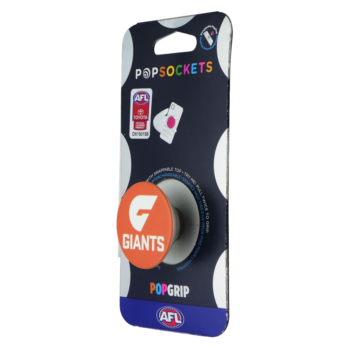 PopSockets PopGrip Expanding Stand Grip w/Swappable Top - AFL GWS Giants Cell Phone - Mounts & Holders PopSockets - Simple Cell Bulk Wholesale Pricing - USA Seller