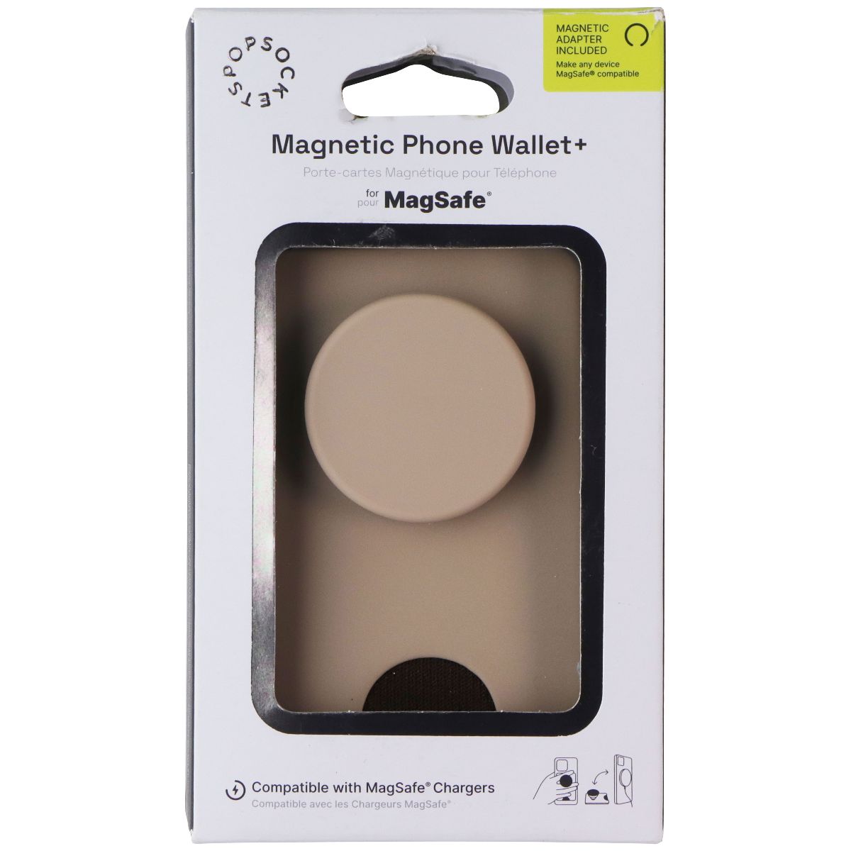 PopSockets Magnetic Phone Wallet+ w/Adapter Ring for MagSafe - Latte Cell Phone - Mounts & Holders PopSockets - Simple Cell Bulk Wholesale Pricing - USA Seller