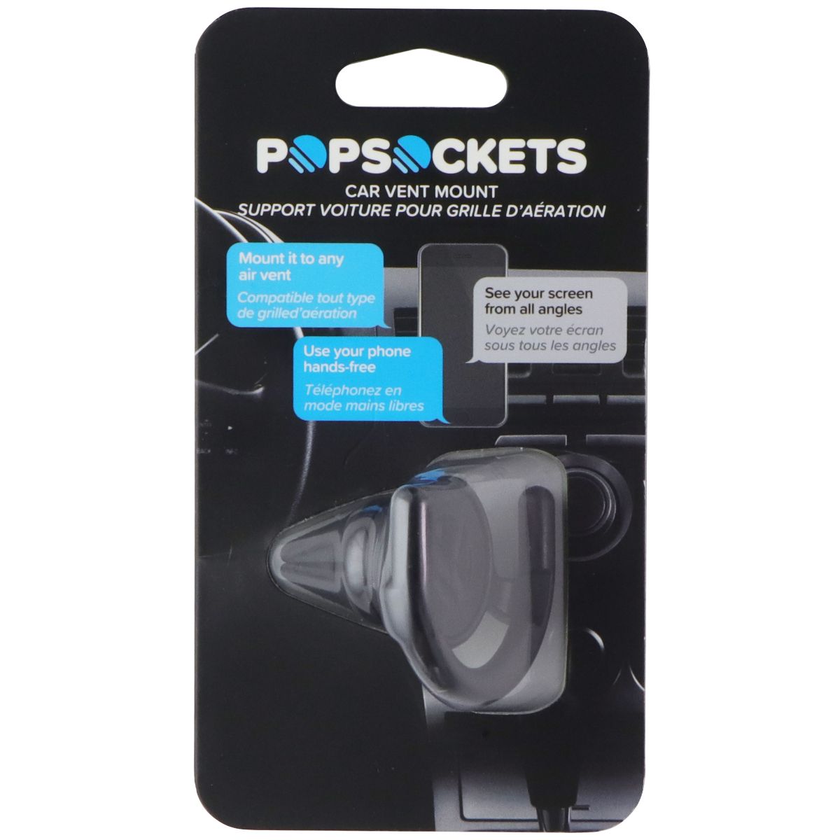 PopSockets Car Vent Mount for PopGrips - Black Cell Phone - Mounts & Holders PopSockets - Simple Cell Bulk Wholesale Pricing - USA Seller