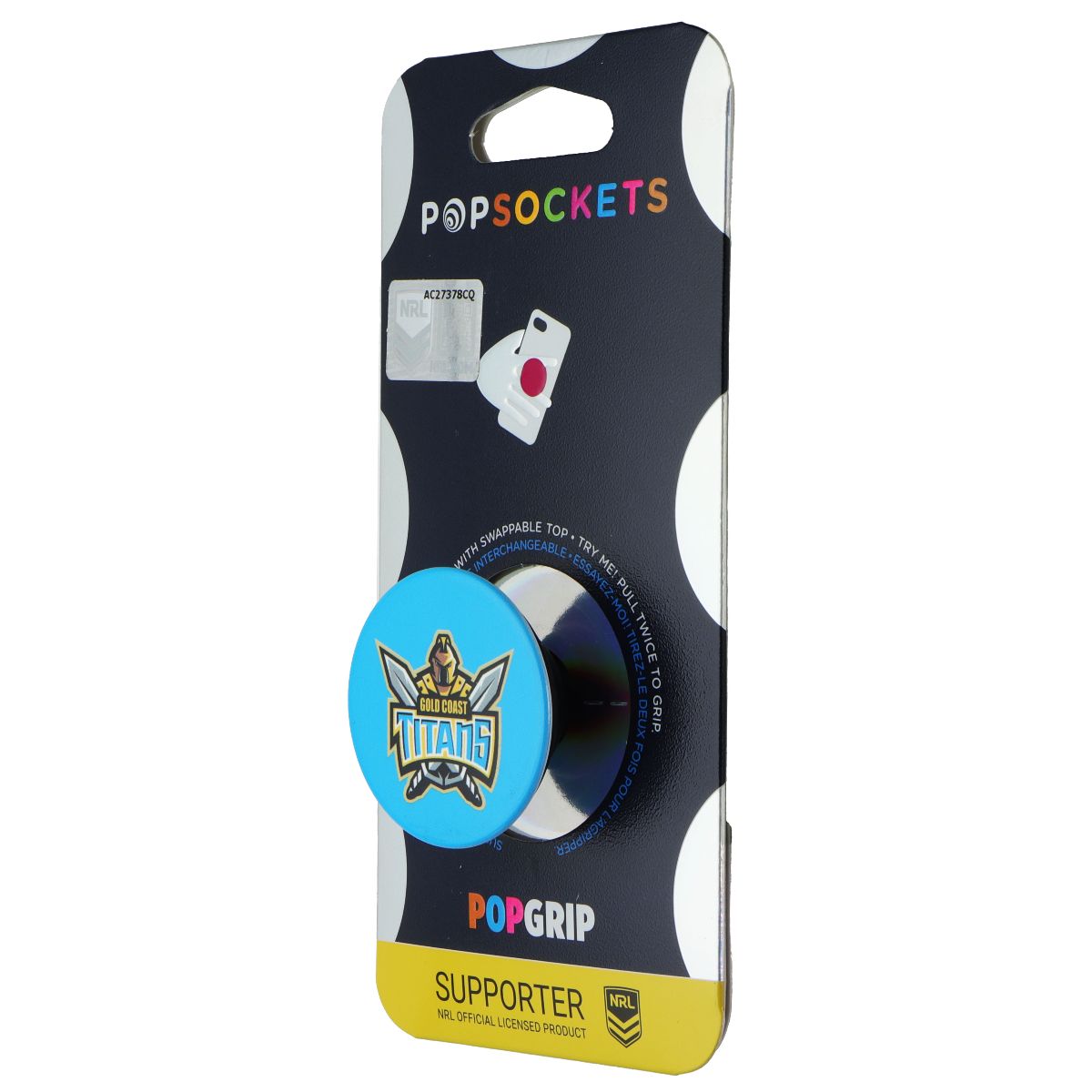 PopSockets PopGrip Expanding Stand Grip w/ Swappable Top - NRL Gold Coast Titans Cell Phone - Mounts & Holders PopSockets - Simple Cell Bulk Wholesale Pricing - USA Seller