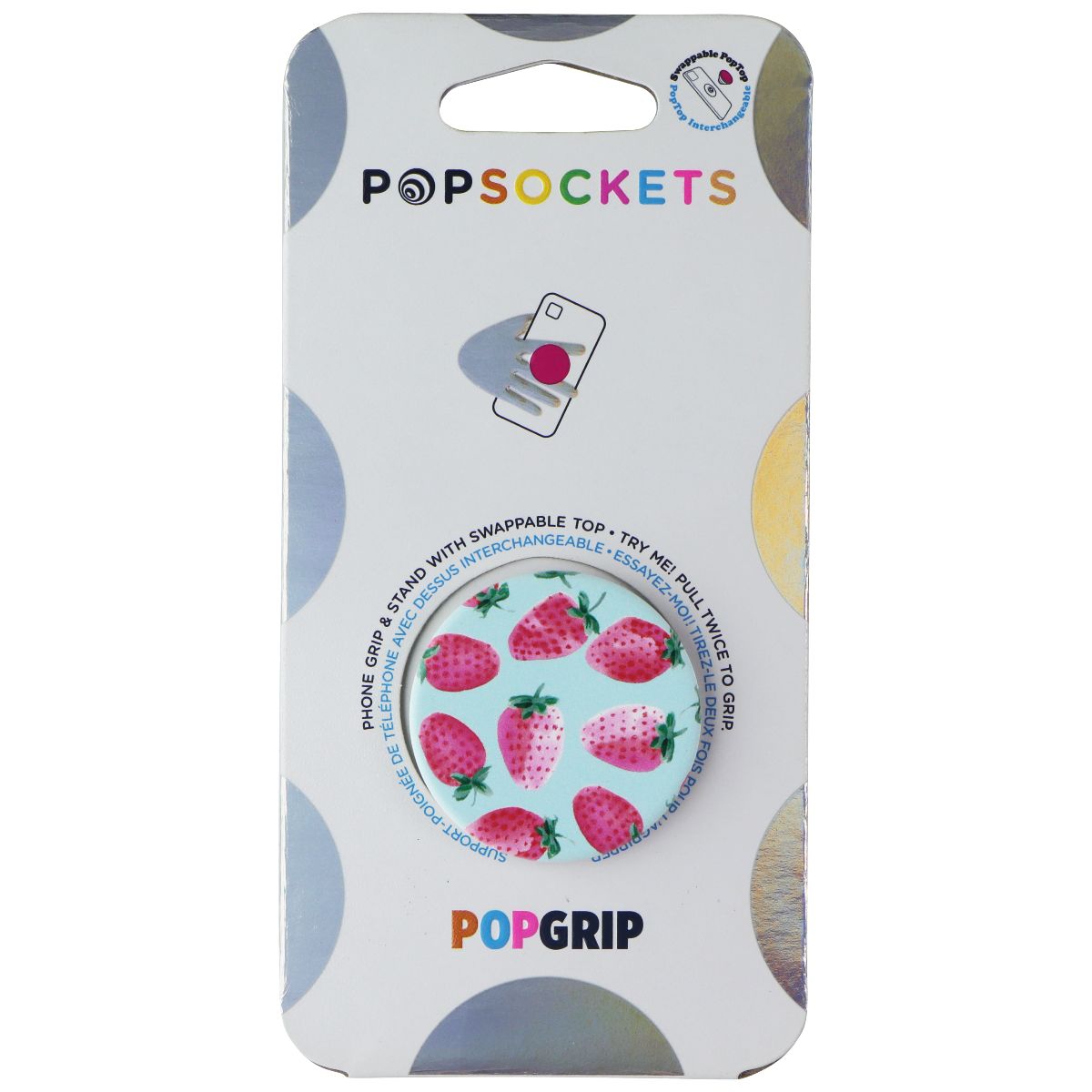 PopSockets PopGrip Holder & Stand with Swappable Top - Strawberry Rain Cell Phone - Mounts & Holders PopSockets - Simple Cell Bulk Wholesale Pricing - USA Seller