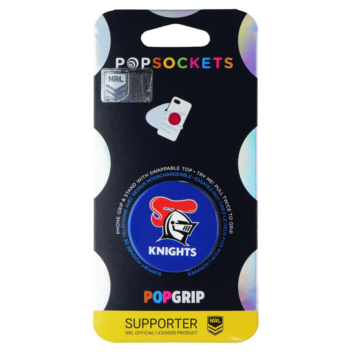 PopSockets PopGrip Expanding Stand Grip w/Swappable Top - NRL Newcastle Knights Cell Phone - Mounts & Holders PopSockets - Simple Cell Bulk Wholesale Pricing - USA Seller