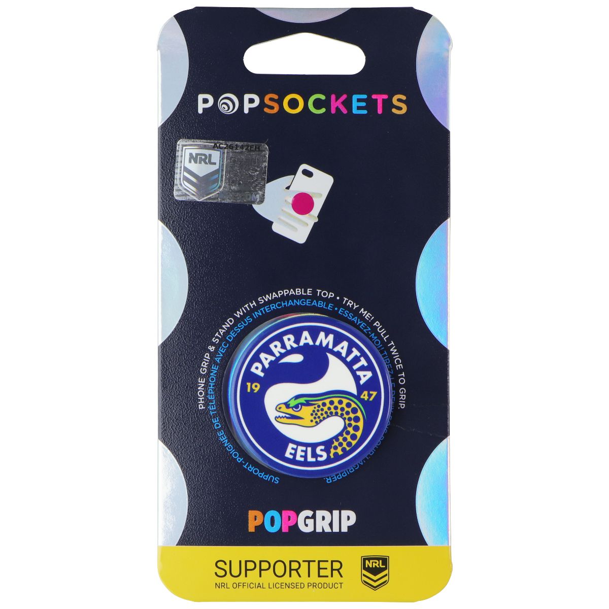 PopSockets PopGrip Expanding Stand Grip w/ Swappable Top - NRL Parramatta Eels Cell Phone - Mounts & Holders PopSockets - Simple Cell Bulk Wholesale Pricing - USA Seller