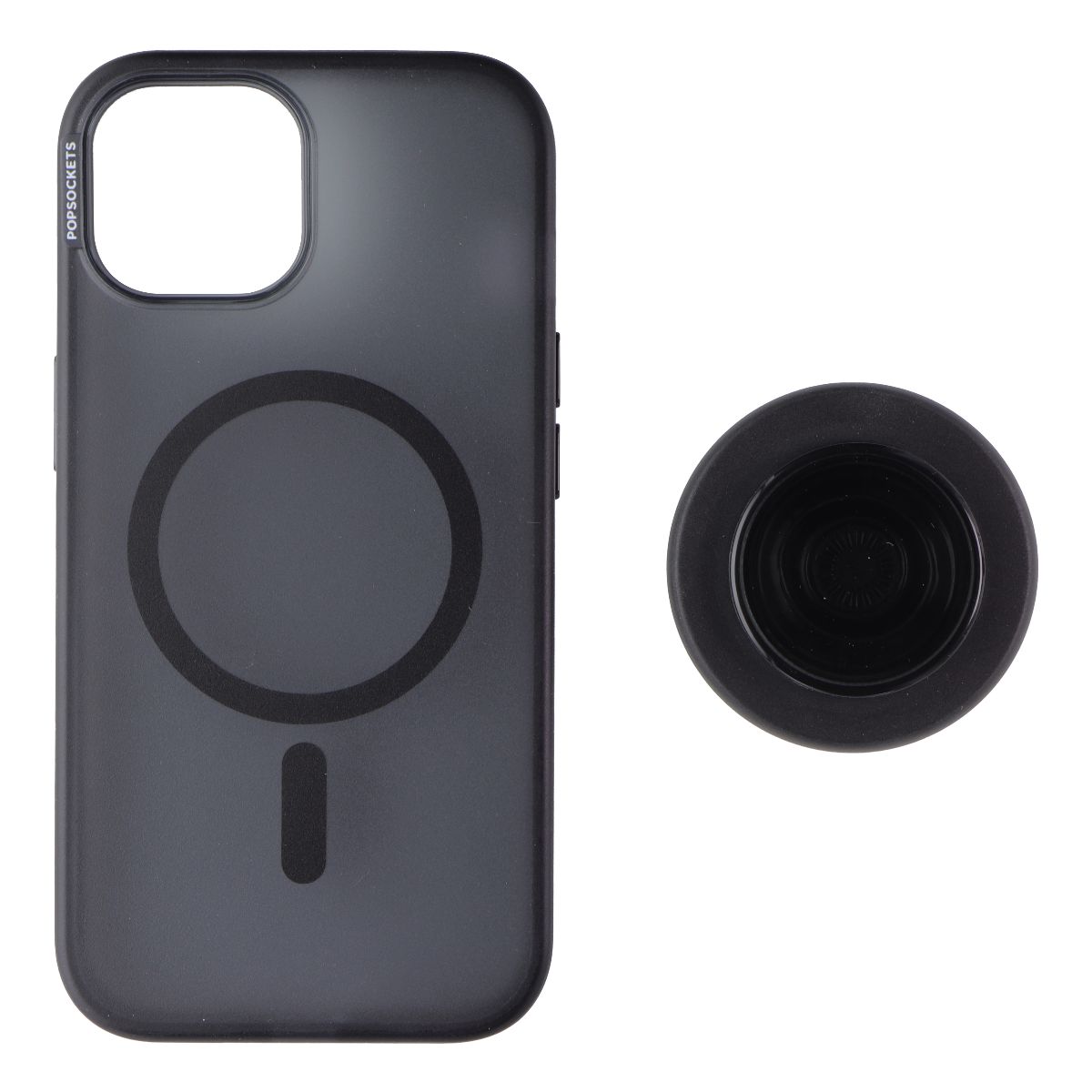 PopSockets PopCase for MagSafe for Apple iPhone 15 - Black Translucent Cell Phone - Cases, Covers & Skins PopSockets - Simple Cell Bulk Wholesale Pricing - USA Seller