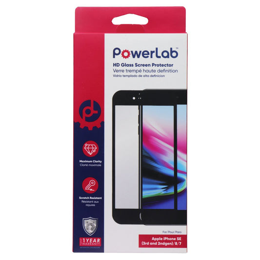 PowerLab HD Glass Screen Protector for Apple iPhone SE (3rd/2nd Gen) - Clear Cell Phone - Screen Protectors PowerLab - Simple Cell Bulk Wholesale Pricing - USA Seller