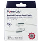 PowerLab Braided (10-Ft) USB-C to 8-Pin Charge Sync Cable - Silver/White Cell Phone - Cables & Adapters PowerLab - Simple Cell Bulk Wholesale Pricing - USA Seller