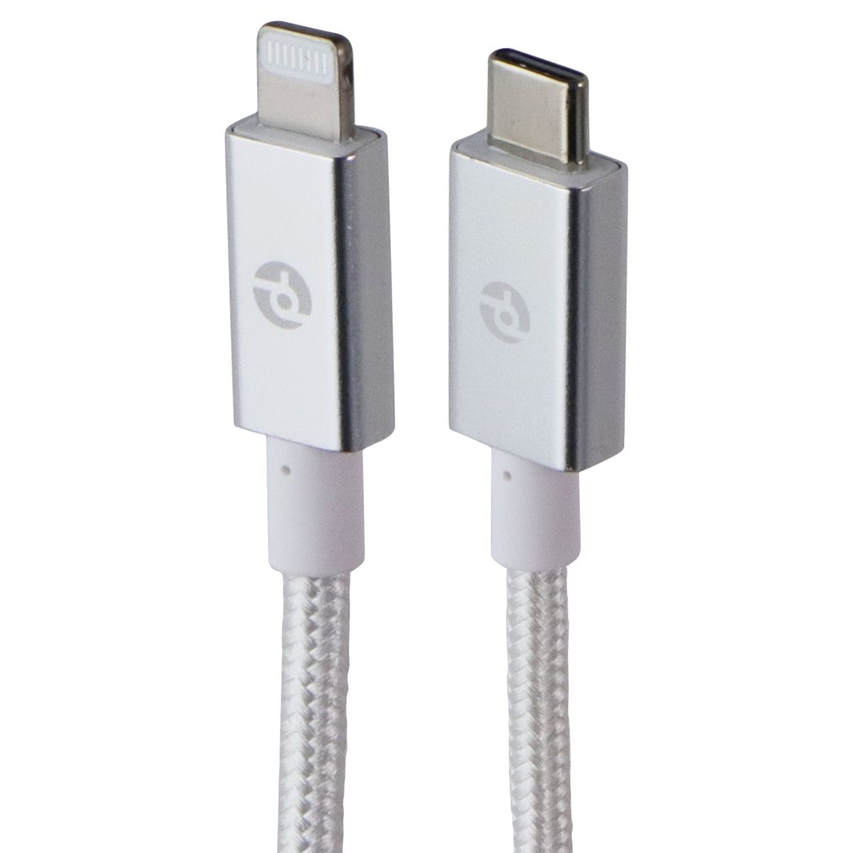 PowerLab Braided (10-Ft) USB-C to 8-Pin Charge Sync Cable - Silver/White Cell Phone - Cables & Adapters PowerLab - Simple Cell Bulk Wholesale Pricing - USA Seller