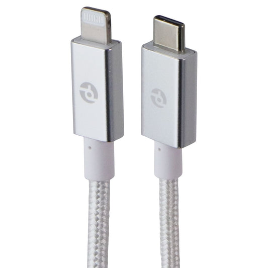 PowerLab Braided (10-Ft) USB-C to 8-Pin Charge Sync Cable - Silver/White Cell Phone - Cables & Adapters PowerLab - Simple Cell Bulk Wholesale Pricing - USA Seller
