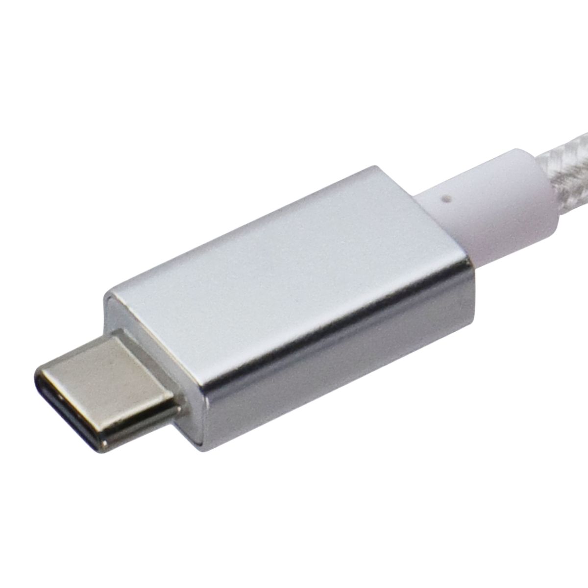 PowerLab Braided (10-Ft) USB-C to 8-Pin Charge Sync Cable - Silver/White Cell Phone - Cables & Adapters PowerLab - Simple Cell Bulk Wholesale Pricing - USA Seller