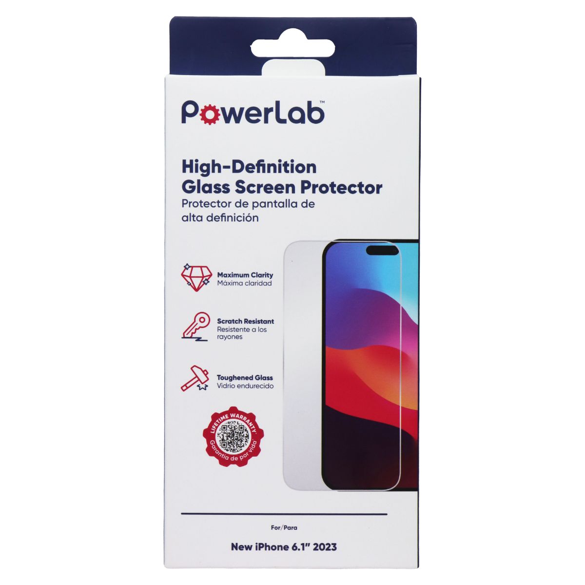 PowerLab HD Glass Screen Protector for Apple iPhone 15 Cell Phone - Screen Protectors PowerLab - Simple Cell Bulk Wholesale Pricing - USA Seller