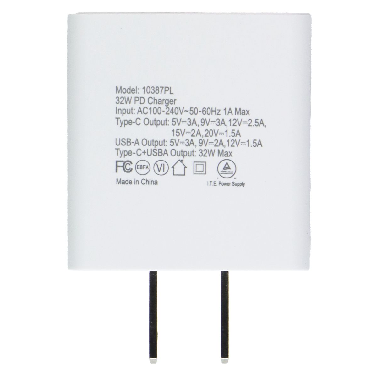 PowerLab USB-C to Lightning (8-Pin) Cable + USB-C/USB-A Wall Charger - White