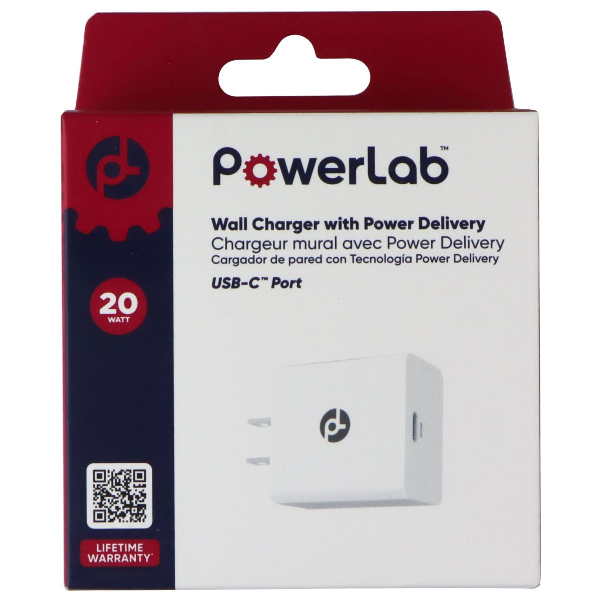 PowerLab 20W USB-C Wall Charger with Power Delivery - White Cell Phone - Chargers & Cradles PowerLab - Simple Cell Bulk Wholesale Pricing - USA Seller