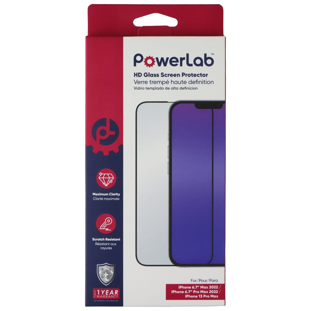PowerLab HD Glass Screen Protector for iPhone 14 Pro Max & 13 Pro Max Cell Phone - Screen Protectors PowerLab - Simple Cell Bulk Wholesale Pricing - USA Seller