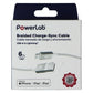 PowerLab 6FT USB-A to Lightning 8-Pin Braided Charge-Sync Cable - White Cell Phone - Cables & Adapters PowerLab - Simple Cell Bulk Wholesale Pricing - USA Seller