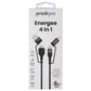 Prodigee Energee 6 Foot 4 in 1  (USB-C/USB-A/Lightning (8-Pin)) Cable - Black