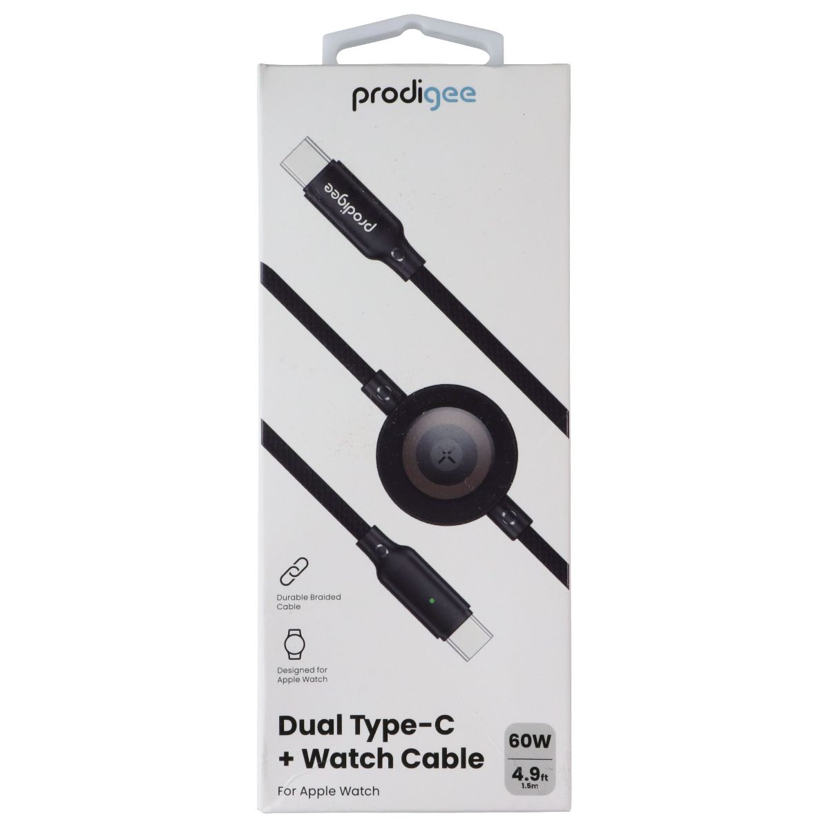 Prodigee 60W 4.9 Foot Dual Type-C + Watch Cable - Black