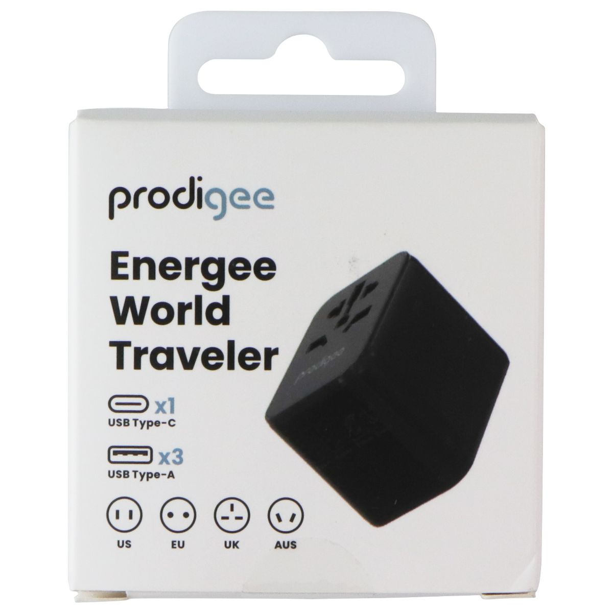 Prodigee Energee World Traveler USB-C/USB-A AC Travel Adapter - Black Cell Phone - Chargers & Cradles Prodigee - Simple Cell Bulk Wholesale Pricing - USA Seller