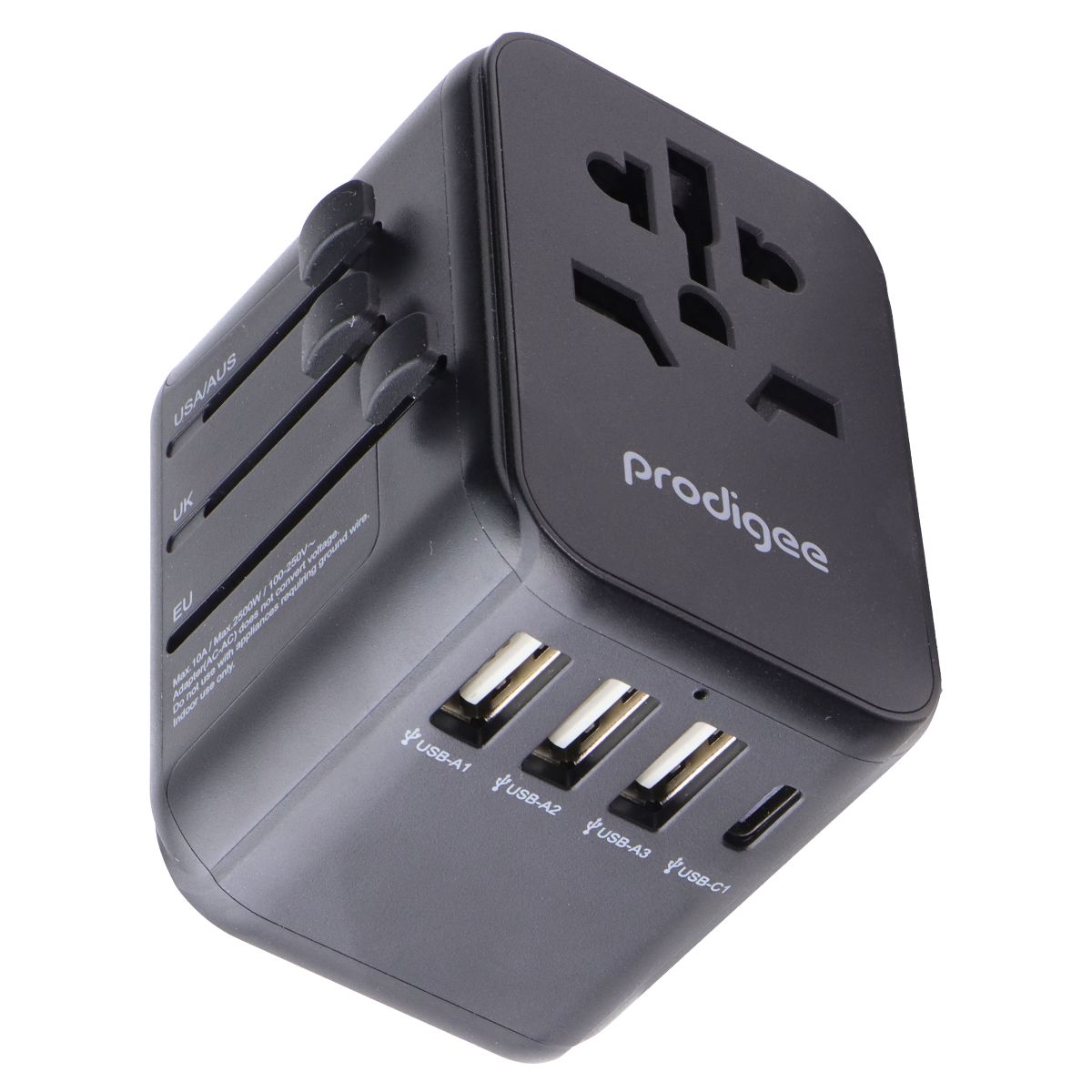 Prodigee Energee World Traveler USB-C/USB-A AC Travel Adapter - Black Cell Phone - Chargers & Cradles Prodigee - Simple Cell Bulk Wholesale Pricing - USA Seller