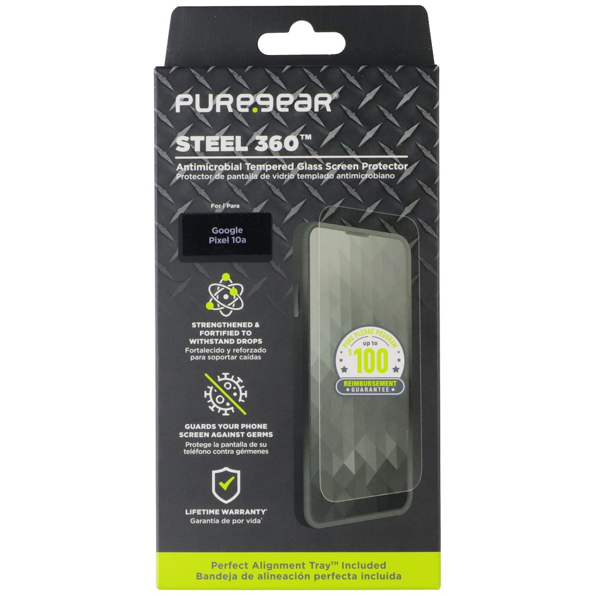 PureGear Steel 360 Tempered Glass Screen Protector for Google Pixel 10a