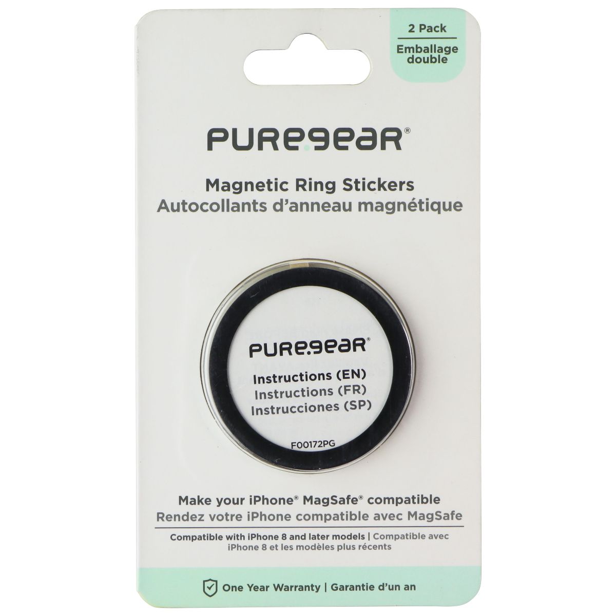 PureGear Magnetic Ring Stickers for Apple iPhones - 2 Pack Black Cell Phone - Decals & Stickers PureGear - Simple Cell Bulk Wholesale Pricing - USA Seller