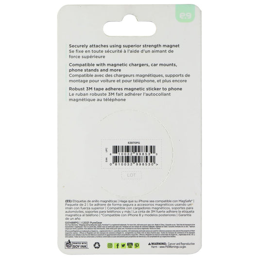 PureGear Magnetic Ring Stickers for Apple iPhones - 2 Pack Black Cell Phone - Decals & Stickers PureGear - Simple Cell Bulk Wholesale Pricing - USA Seller