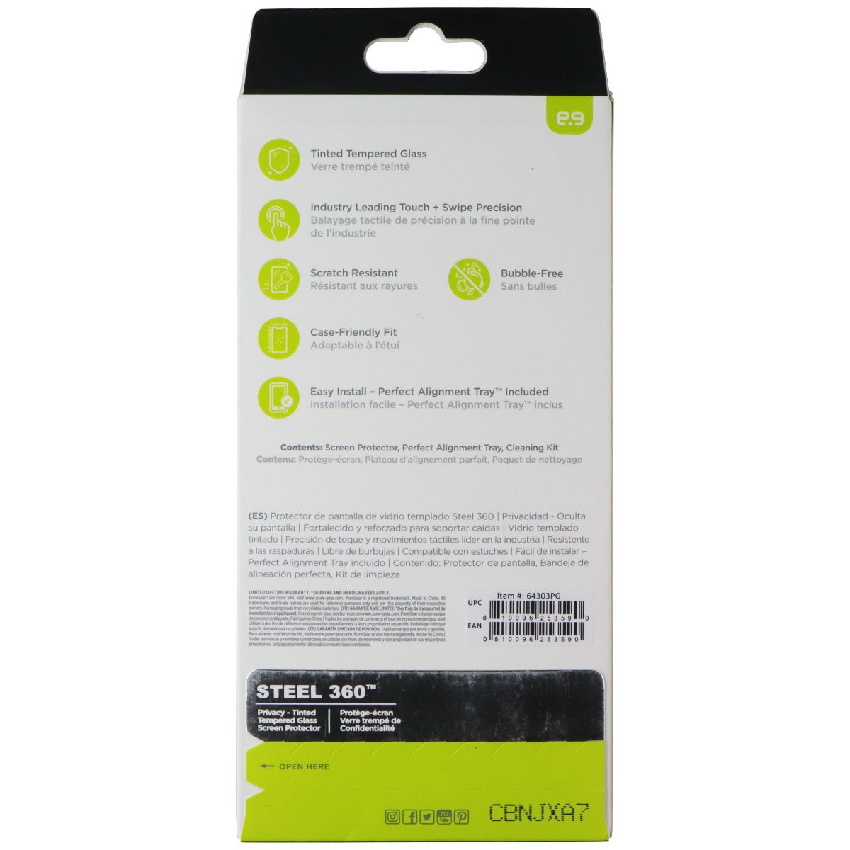 PureGear Privacy Steel 360 Series Screen Protector for iPhone 14 Pro Cell Phone - Screen Protectors PureGear - Simple Cell Bulk Wholesale Pricing - USA Seller