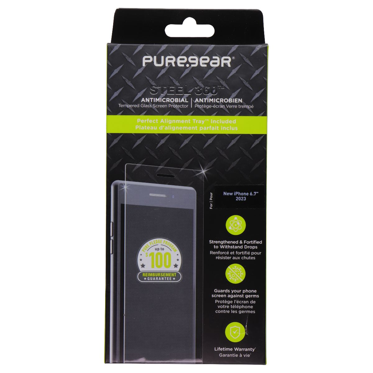 PureGear Steel 360 Tempered Glass for Apple iPhone 15 Plus - Clear Cell Phone - Screen Protectors PureGear    - Simple Cell Bulk Wholesale Pricing - USA Seller