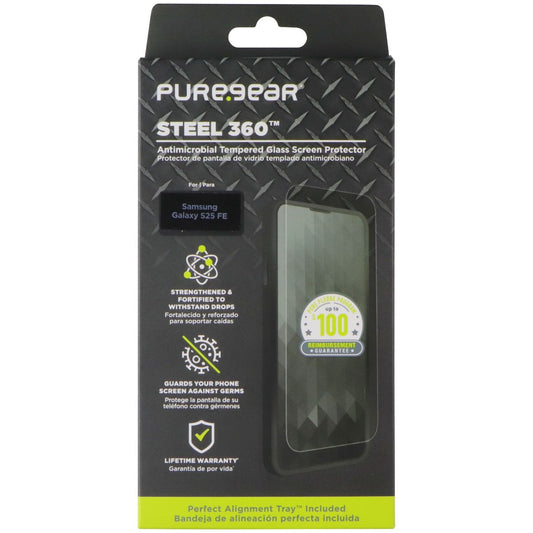 PureGear Steel 360 Tempered Glass Screen Protector for Samsung Galaxy S25 FE Cell Phone - Screen Protectors PureGear - Simple Cell Bulk Wholesale Pricing - USA Seller