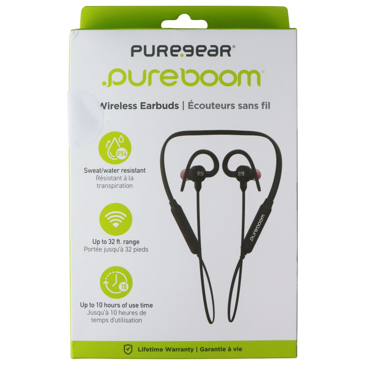 PureGear PureBoom Sport Wireless Earbuds with Built-in Mic - Black Portable Audio - Headphones PureGear - Simple Cell Bulk Wholesale Pricing - USA Seller