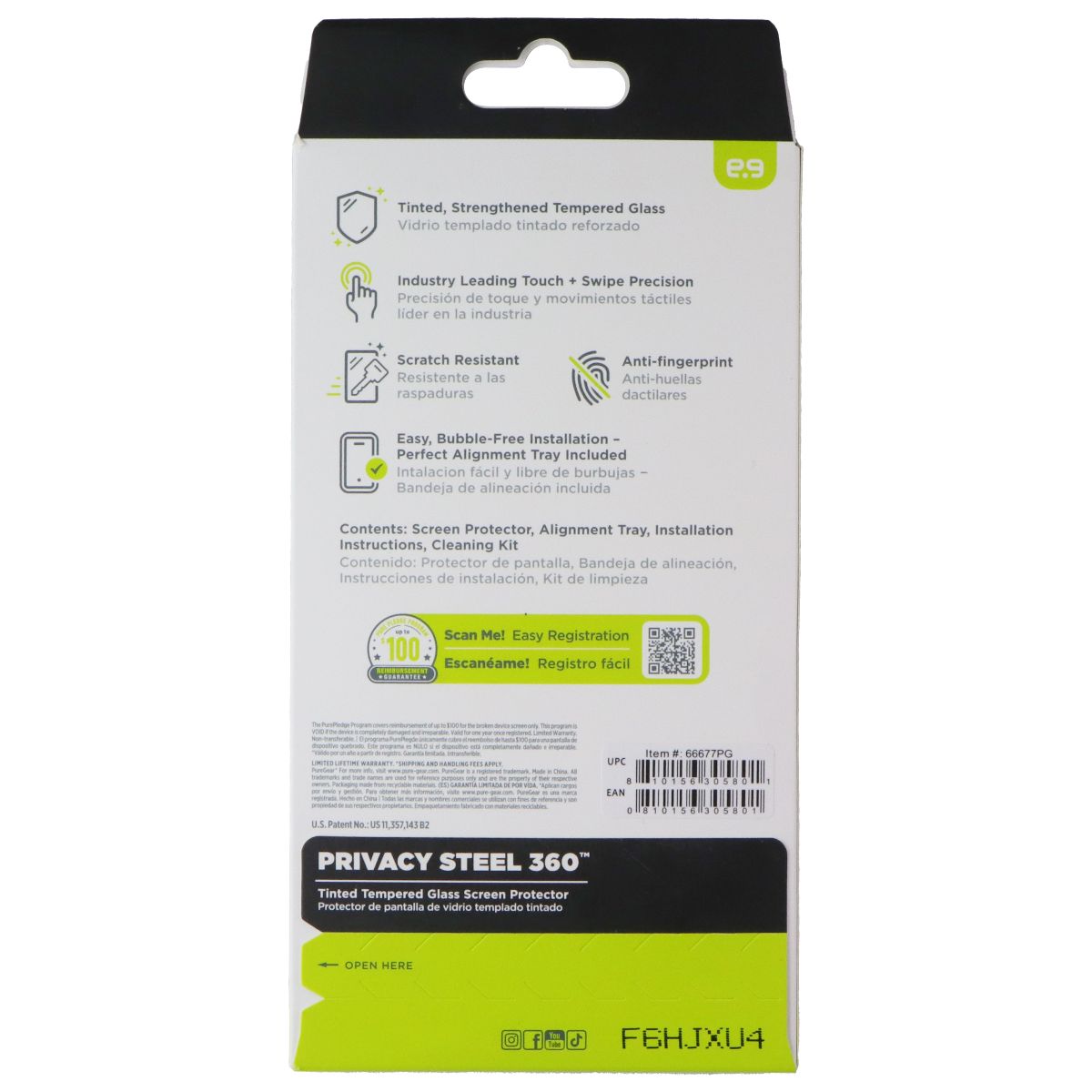 PureGear Privacy Steel 360 Glass for Apple iPhone 17 Pro / iPhone 18 Pro - Tint Cell Phone - Screen Protectors PureGear - Simple Cell Bulk Wholesale Pricing - USA Seller