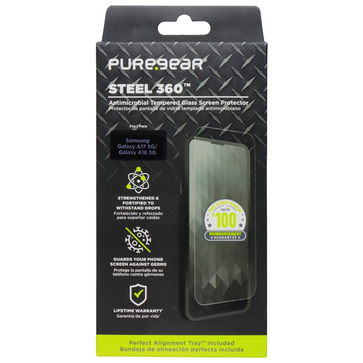 PureGear Steel 360 Tempered Glass Screen Protector for Samsung Galaxy A17/A16 5G Cell Phone - Screen Protectors PureGear - Simple Cell Bulk Wholesale Pricing - USA Seller