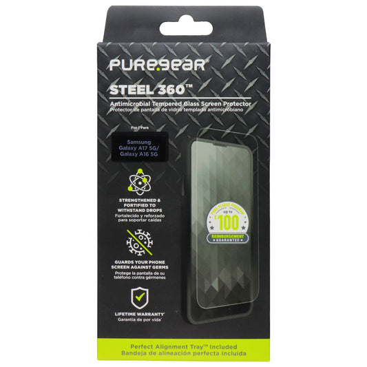 PureGear Steel 360 Tempered Glass Screen Protector for Samsung Galaxy A17/A16 5G Cell Phone - Screen Protectors PureGear - Simple Cell Bulk Wholesale Pricing - USA Seller