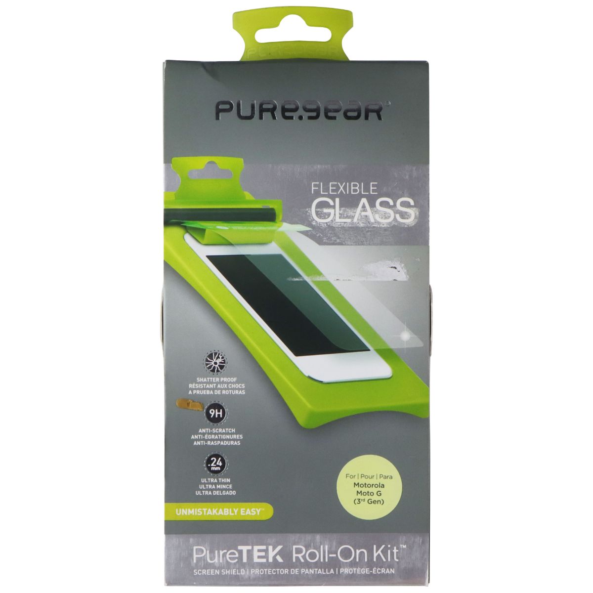 PureGear PureTEK Roll-On Kit Flexible Glass Screen Shield for Moto G (3rd Gen) Cell Phone - Screen Protectors PureGear - Simple Cell Bulk Wholesale Pricing - USA Seller