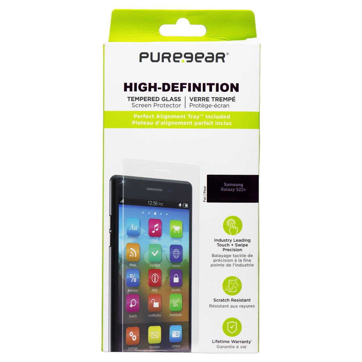 PureGear High-Definition Tempered Glass for Samsung Galaxy S22+ (Plus) - Clear Cell Phone - Screen Protectors PureGear    - Simple Cell Bulk Wholesale Pricing - USA Seller