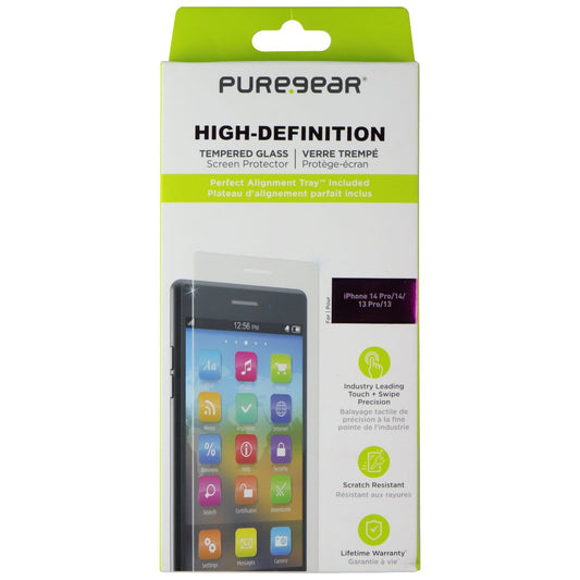 PureGear HD Tempered Glass w/Alighnment Tray for iPhone 14 Pro / 14 / 13 Pro /13