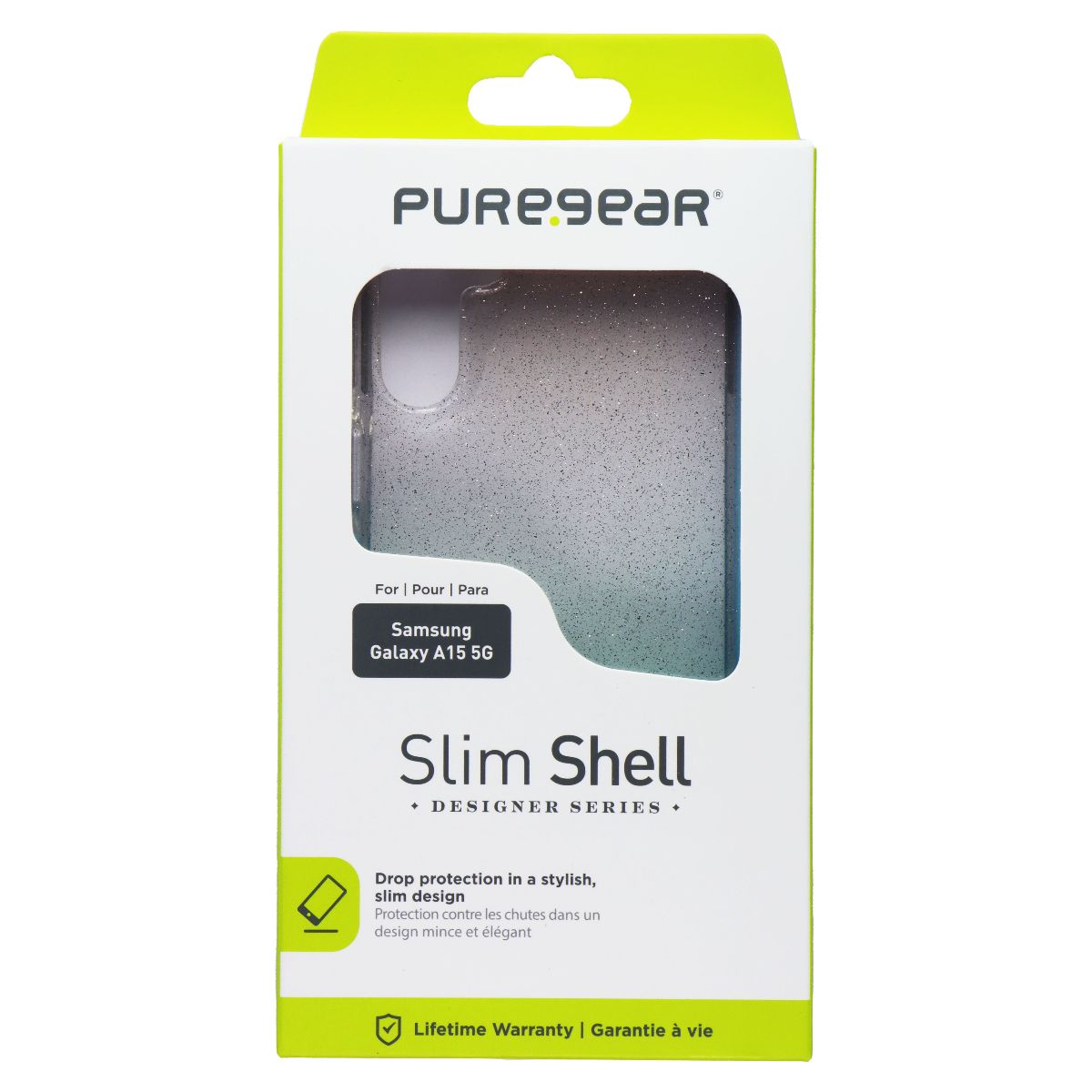 PureGear Slim Shell Designer Series Case for Galaxy A15 5G - Clear Glitter Cell Phone - Cases, Covers & Skins PureGear - Simple Cell Bulk Wholesale Pricing - USA Seller