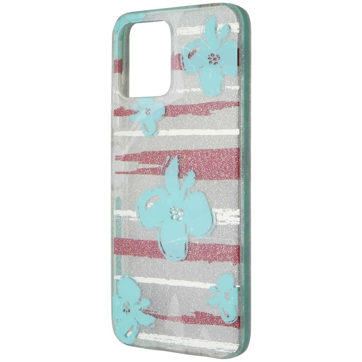 PureGear Slim Shell Series Hard Case for REVVL 6 5G - Blue Flowers/Glitter Cell Phone - Cases, Covers & Skins PureGear    - Simple Cell Bulk Wholesale Pricing - USA Seller