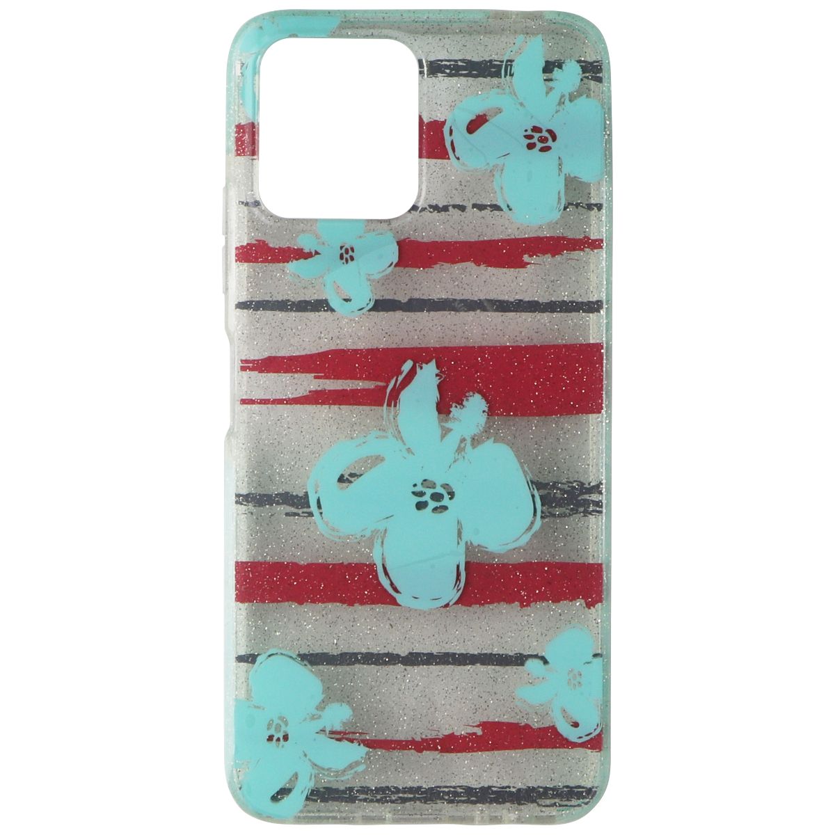 PureGear Slim Shell Series Hard Case for REVVL 6 5G - Blue Flowers/Glitter Cell Phone - Cases, Covers & Skins PureGear    - Simple Cell Bulk Wholesale Pricing - USA Seller