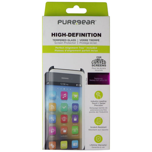PureGear High-Definition Tempered Glass for Samsung Galaxy S21 Ultra 5G Cell Phone - Screen Protectors PureGear - Simple Cell Bulk Wholesale Pricing - USA Seller