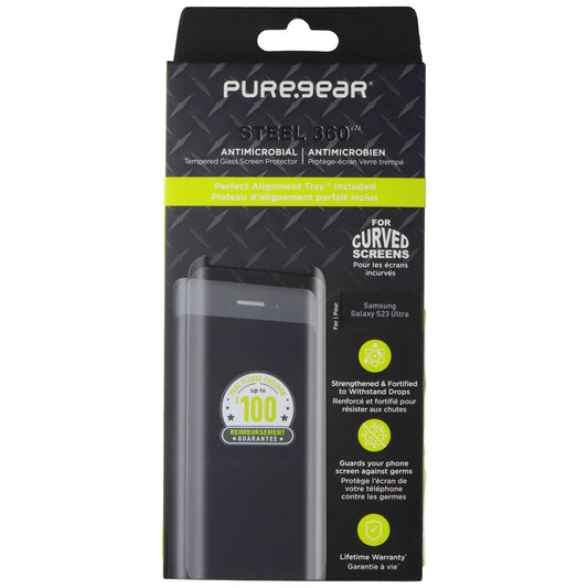 PureGear Steel 360 Series Screen Protector for Samsung Galaxy S23 Ultra Cell Phone - Screen Protectors PureGear - Simple Cell Bulk Wholesale Pricing - USA Seller