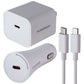 PureGear Light Speed 30W USB-C Wall & Car Charger w/ USB-C Cable - White