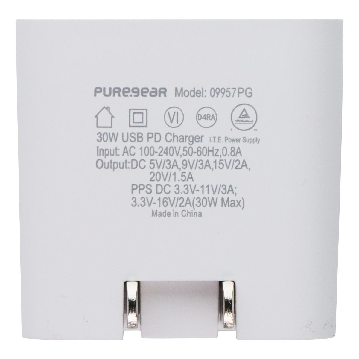 PureGear Light Speed 30W USB-C Wall & Car Charger w/ USB-C Cable - White