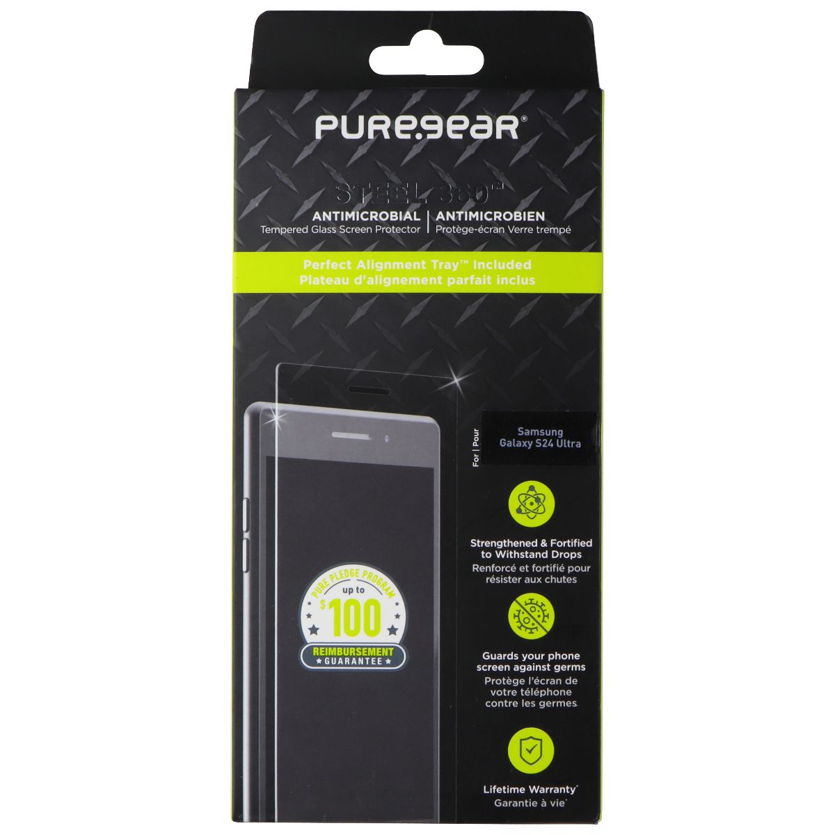 PureGear Steel 360 Screen Protector for Samsung Galaxy S24 Ultra Cell Phone - Cases, Covers & Skins PureGear - Simple Cell Bulk Wholesale Pricing - USA Seller