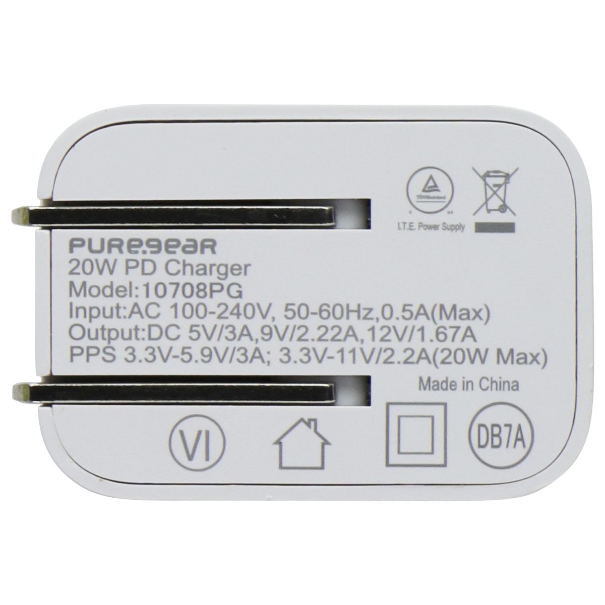 PureGear (20-Watt) PD USB-C Wall Charger Travel Adapter - White (10708PG) Cell Phone - Chargers & Cradles PureGear - Simple Cell Bulk Wholesale Pricing - USA Seller