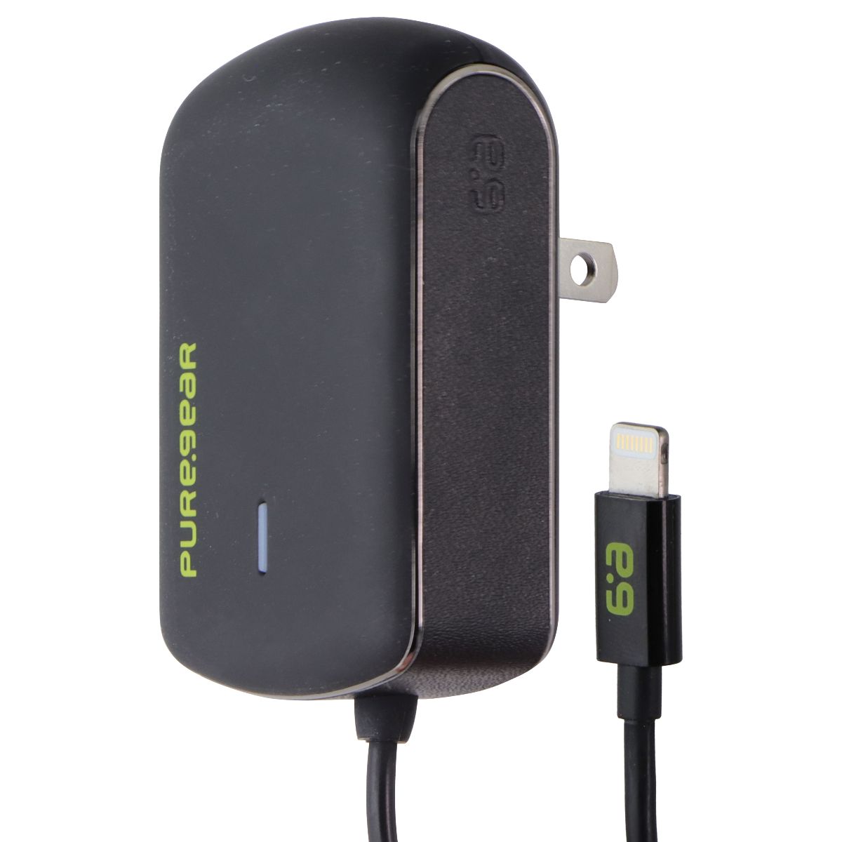 PureGear Wall Charger w/ 5 Foot Lightning 8-Pin Cable Attached - Black (00623PG) Cell Phone - Cables & Adapters PureGear - Simple Cell Bulk Wholesale Pricing - USA Seller