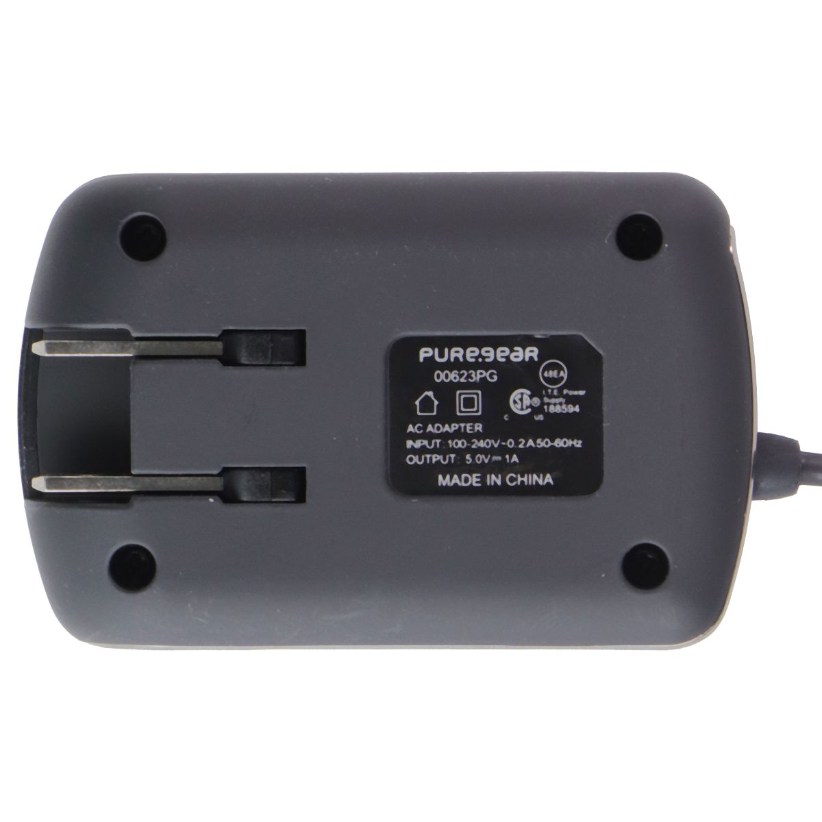 PureGear Wall Charger w/ 5 Foot Lightning 8-Pin Cable Attached - Black (00623PG) Cell Phone - Cables & Adapters PureGear - Simple Cell Bulk Wholesale Pricing - USA Seller