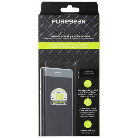 PureGear Steel 360 Tempered Glass Protector for Samsung Galaxy S23+ (Clear) Cell Phone - Screen Protectors PureGear    - Simple Cell Bulk Wholesale Pricing - USA Seller