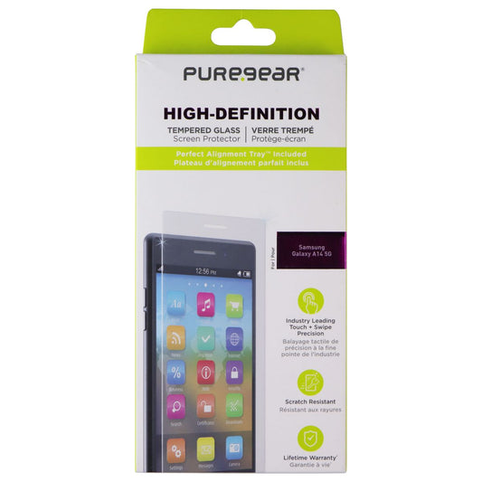 PureGear High-Definition Tempered Glass Screen for Samsung Galaxy A14 5G - Clear Cell Phone - Screen Protectors PureGear - Simple Cell Bulk Wholesale Pricing - USA Seller