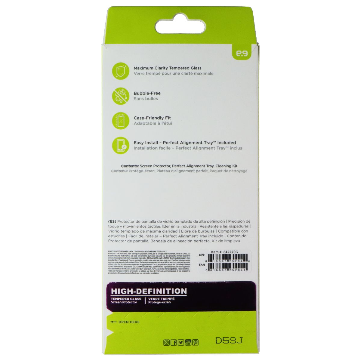 PureGear High-Definition Tempered Glass Screen Protector for Samsung Galaxy A54 Cell Phone - Screen Protectors PureGear - Simple Cell Bulk Wholesale Pricing - USA Seller